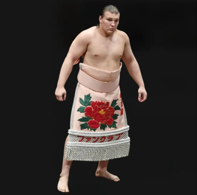 Aonishiki Arata kesho mawashi portrait Ukrainian rikishi stable Ajigawa